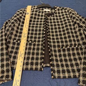 LOFT Black and White Checkered Blazer